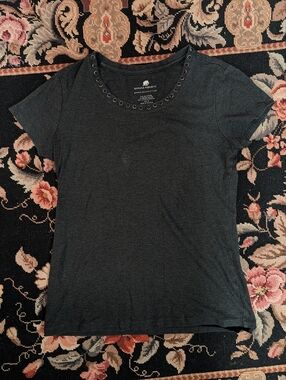 Womens Casual Eyelet Short Sleeve